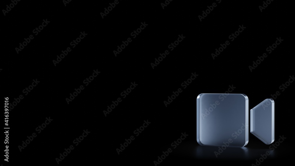 3d rendering frosted glass symbol of video isolated with reflection 3d rendering frosted glass symbol of video isolated with reflection