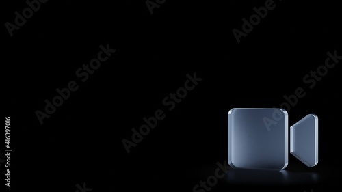 3d rendering frosted glass symbol of video isolated with reflection © Destrosvet