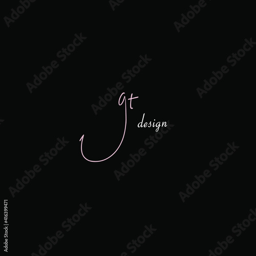 gt design initials logo isolated black