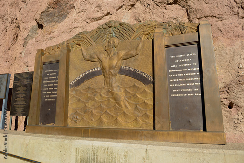 They died to make the desert bloom memorial, Hoover Dam, Arizona, Nevada, USA