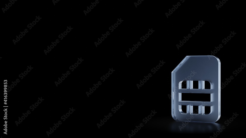 3d rendering frosted glass symbol of sim card isolated with reflection 3d rendering frosted glass symbol of sim card isolated with reflection