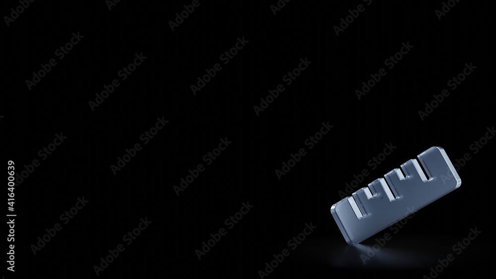 3d rendering frosted glass symbol of ruler isolated with reflection 3d rendering frosted glass symbol of ruler isolated with reflection
