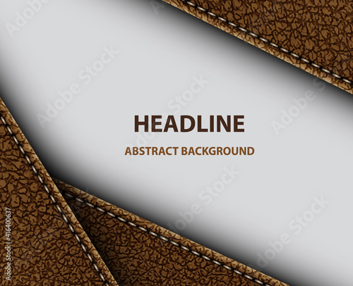 Abstract background with stitched brown leather triangles