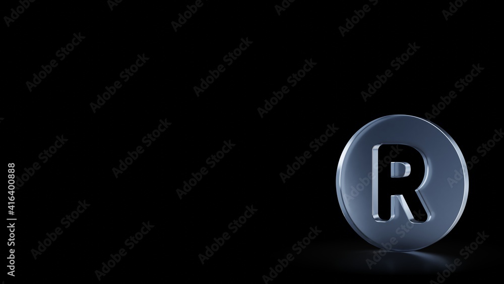 3d rendering frosted glass symbol of registered isolated with reflection 3d rendering frosted glass symbol of registered isolated with reflection