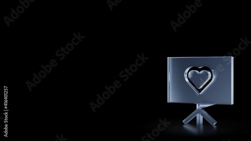 3d rendering frosted glass symbol of presentation isolated with reflection