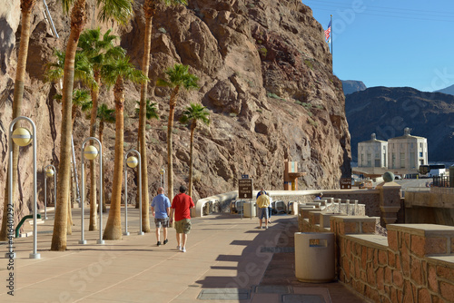 Walkway at the entrance to Hoover Dam, Arizona, Nevada, USA