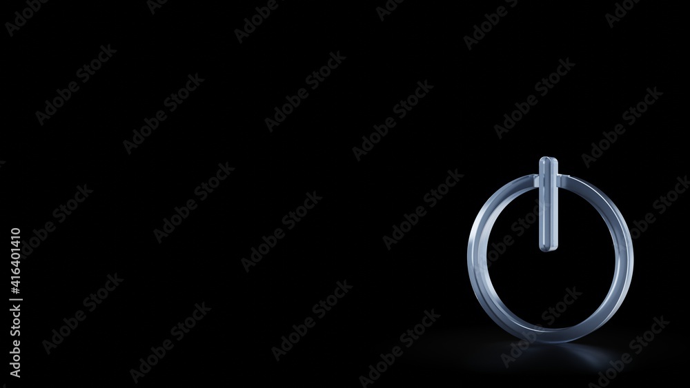3d rendering frosted glass symbol of power isolated with reflection 3d rendering frosted glass symbol of power isolated with reflection