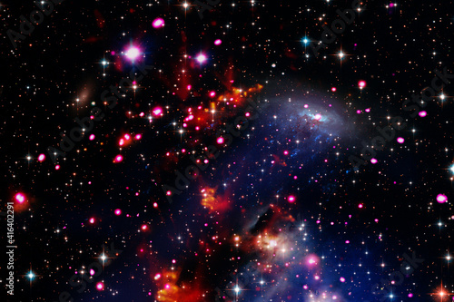 Starfield  galaxies and flares. The elements of this image furnished by NASA.