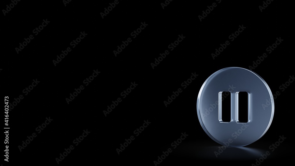 3d rendering frosted glass symbol of pause circle isolated with reflection 3d rendering frosted glass symbol of pause circle isolated with reflection