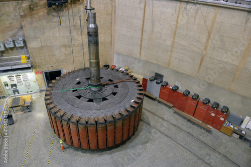 A large armature that is located in the dynamos at Hoover Dam, Arizona, Nevada, USA