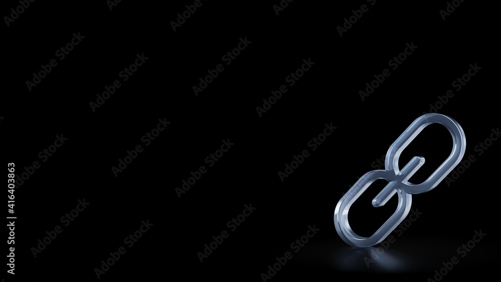 Obraz premium 3d rendering frosted glass symbol of link isolated with reflection