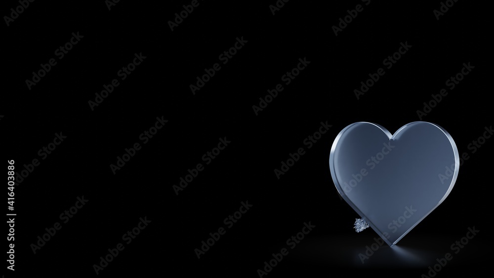 3d rendering frosted glass symbol of like isolated with reflection
