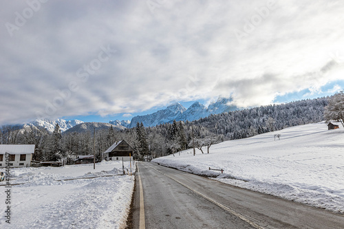 Mountain of Julian Alps in winter time in Tarvisio, Province of Udine, Italy