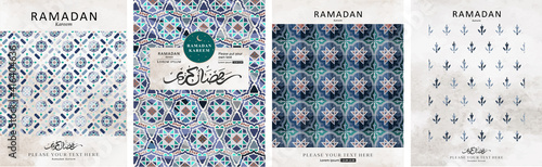 Ramadan kareem islamic holiday. Vector illustration of arabic patterns and patterns for cards, backgrounds and invitations. 