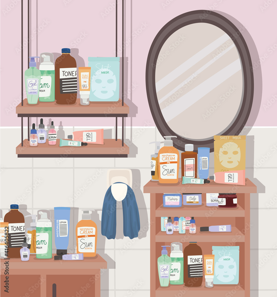 bathroom full of skincare products bathroom full of skincare products