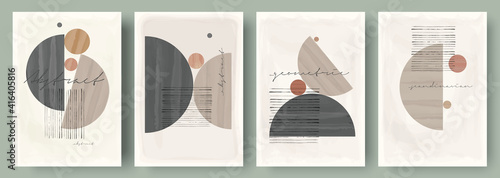 Watercolor paintings, vector. Set of creative minimalist hand painted illustrations for wall decoration. Pastel colors. Handwritten inscriptions.