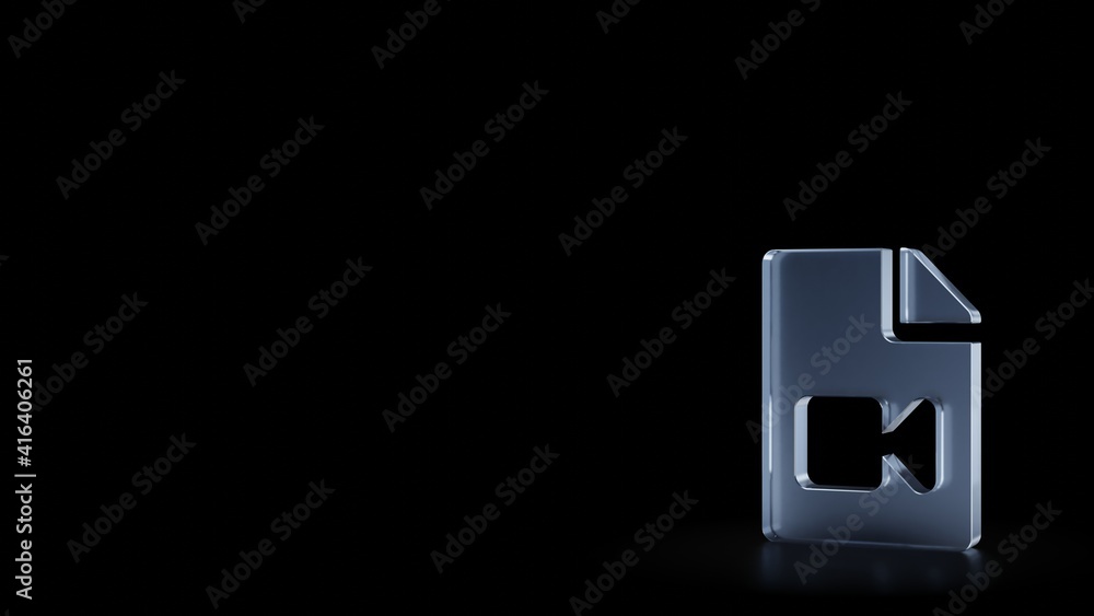 3d rendering frosted glass symbol of file video isolated with reflection 3d rendering frosted glass symbol of file video isolated with reflection