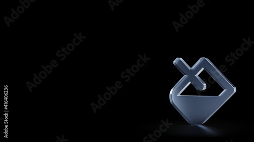 Εκτύπωση καμβά 3d rendering frosted glass symbol of fill isolated with reflection