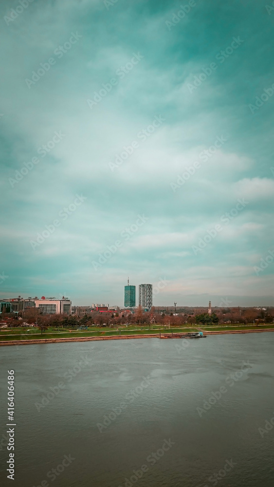 View of the Sava river in Belgrade.