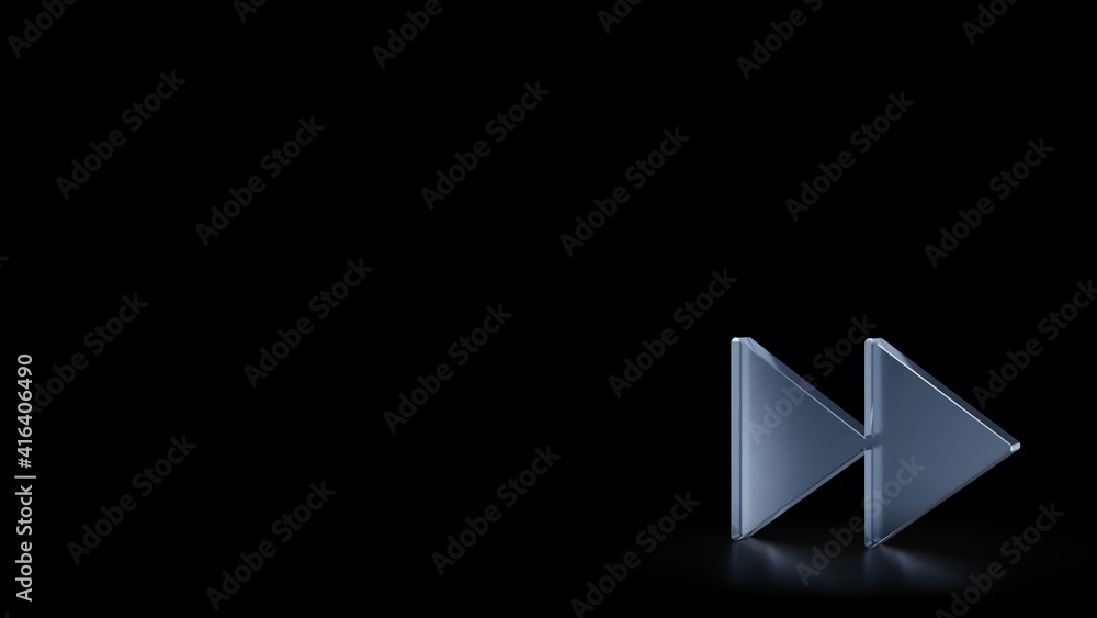3d rendering frosted glass symbol of fast forward isolated with reflection 3d rendering frosted glass symbol of fast forward isolated with reflection