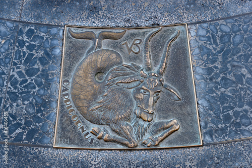 Capricornus bronze plaque, Hoover Dam, Arizona, Nevada, USA