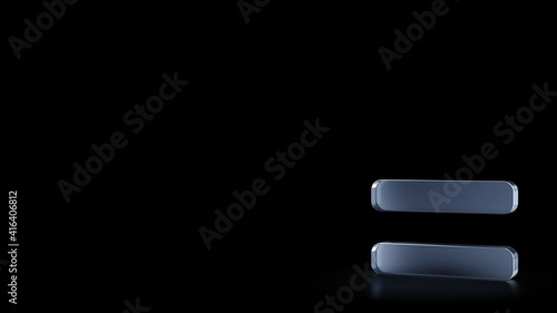 3d rendering frosted glass symbol of equals isolated with reflection