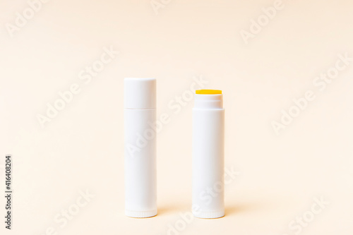 Natural lip balm packaging mock-up.  Zero waste concept photo