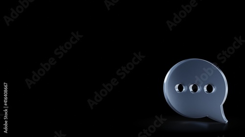 3d rendering frosted glass symbol of rounded chat bubble isolated with reflection