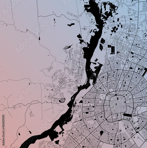 Santa Cruz, Bolivia (BOL) - Urban vector city map with parks, rail and roads, highways, minimalist town plan design poster, city center, downtown, transit network, gradient blueprint