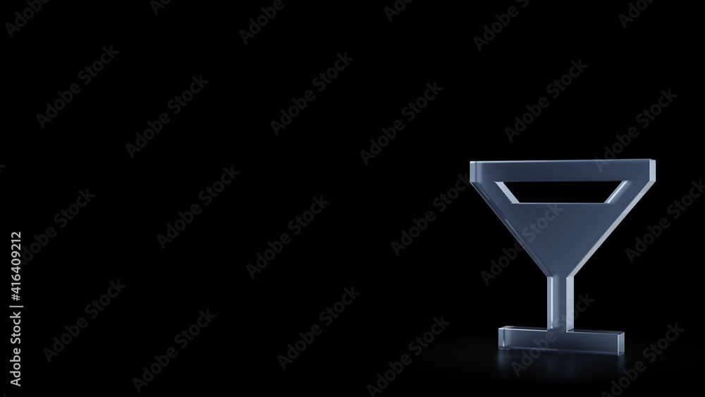 3d rendering frosted glass symbol of cocktail glass isolated with reflection 3d rendering frosted glass symbol of cocktail glass isolated with reflection