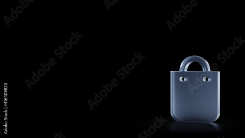 3d rendering frosted glass symbol of bag isolated with reflection