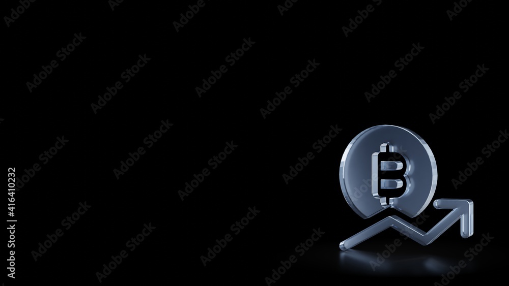 3d rendering frosted glass symbol of bitcoin trend isolated with reflection 3d rendering frosted glass symbol of bitcoin trend isolated with reflection