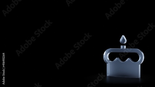 3d rendering frosted glass symbol of birthday cake isolated with reflection