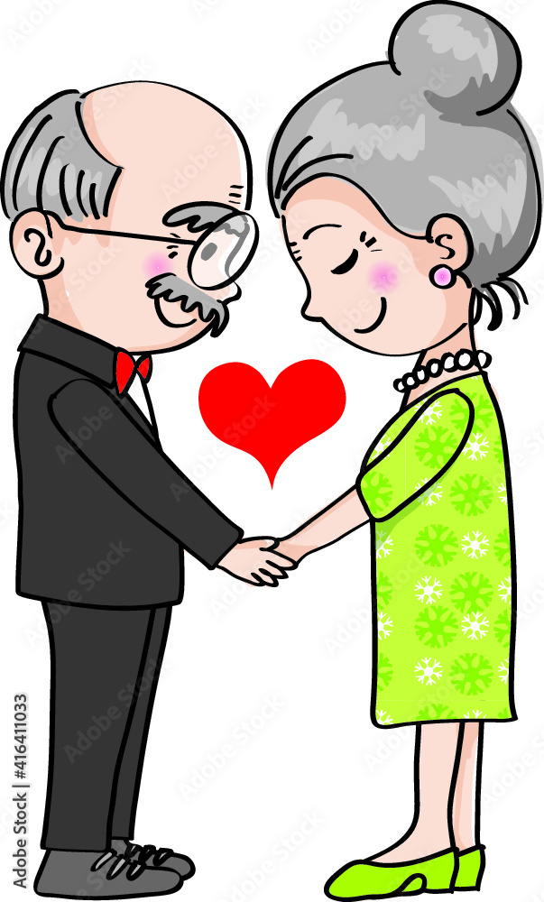 Old couple wedding anniversary vector old lover hold hand Old couple wedding anniversary vector old lover hold hand