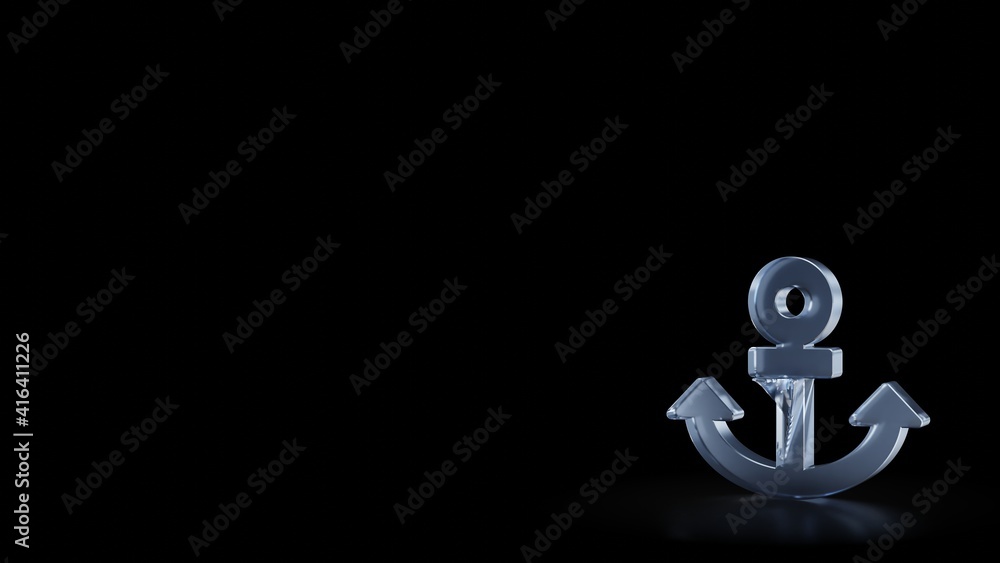 3d rendering frosted glass symbol of anchor isolated with reflection 3d rendering frosted glass symbol of anchor isolated with reflection