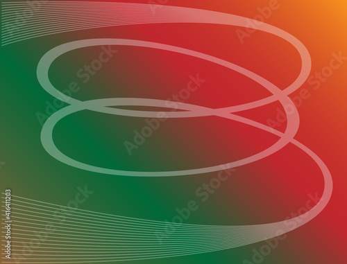 Light leak background with predominantly green red color gradations and wavy sonar lines