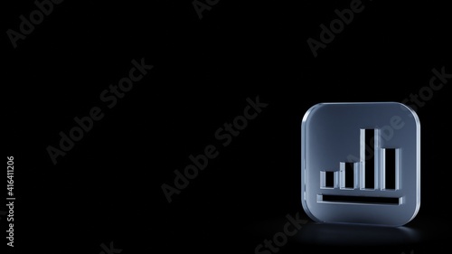 3d rendering frosted glass icon of financial app isolated with reflection