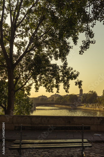 Photography Paris and the Seine at the sunset.