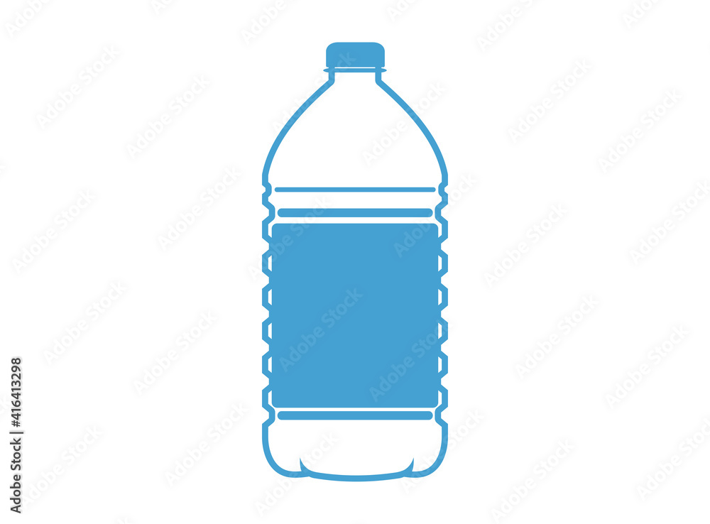 Silhouette of a 5 liter plastic bottle on a white background. The outline of the water container is blue. Silhouette of a 5 liter plastic bottle on a white background. The outline of the water container is blue.