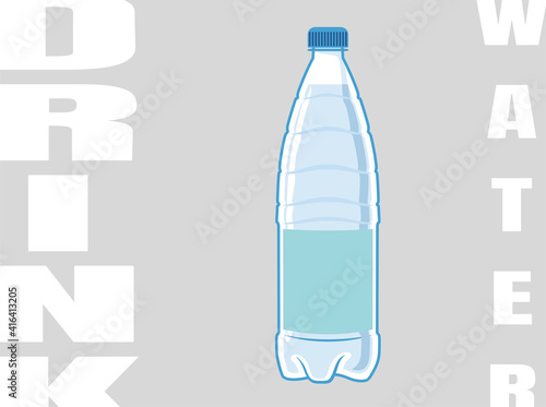 1.5 2 liter bottle, plastic water flask. Filled with liquid. Items are isolated on a gray background.