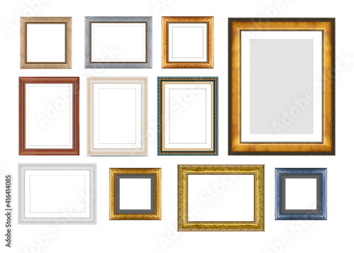 Set of vintage wooden frames for pictures or photos, frames for a mirror