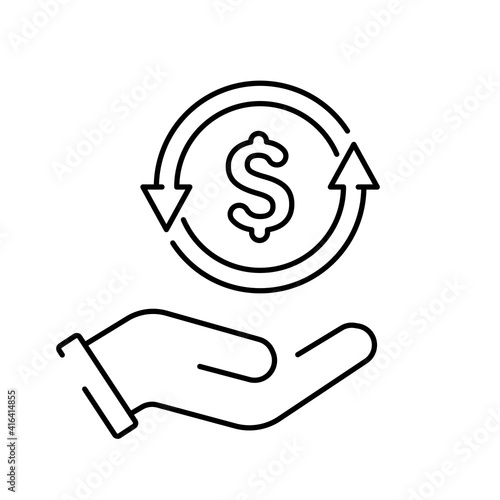 A simple linear cashback or money back icon
