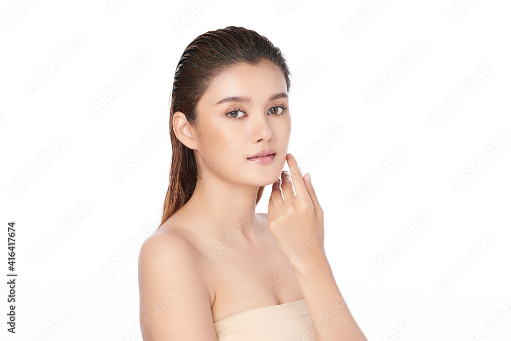 Beautiful young asian woman with clean fresh skin on white background, Face care, Facial treatment, Cosmetology, beauty and spa, Asian women portrait Beautiful young asian woman with clean fresh skin on white background, Face care, Facial treatment, Cosmetology, beauty and spa, Asian women portrait