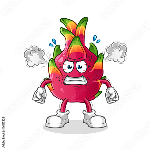dragon fruit very angry mascot. cartoon vector