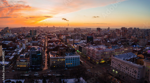 Aerial view of historical downtown of Rostov-on-Don