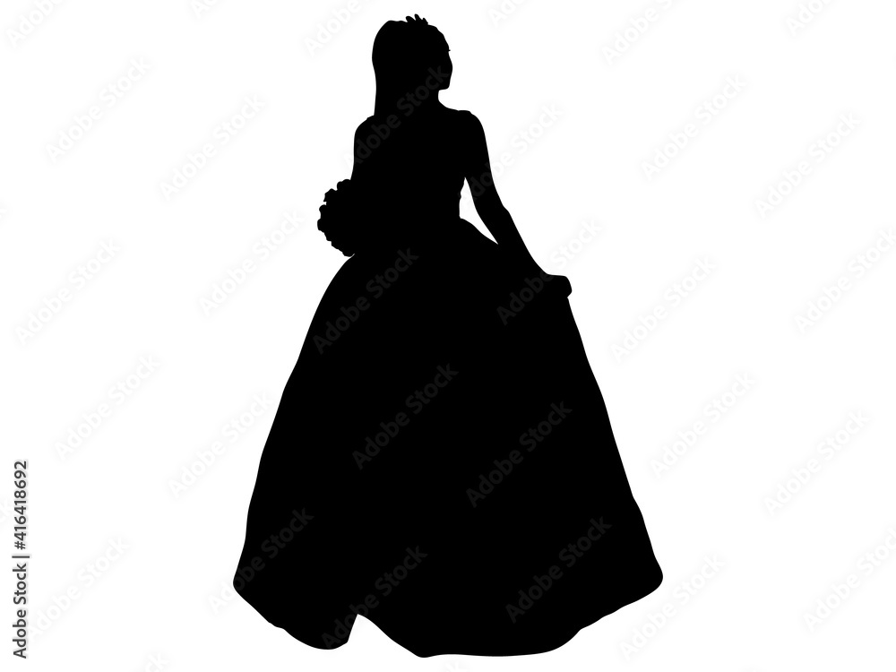 ウェディングドレス姿の女性シルエット_11