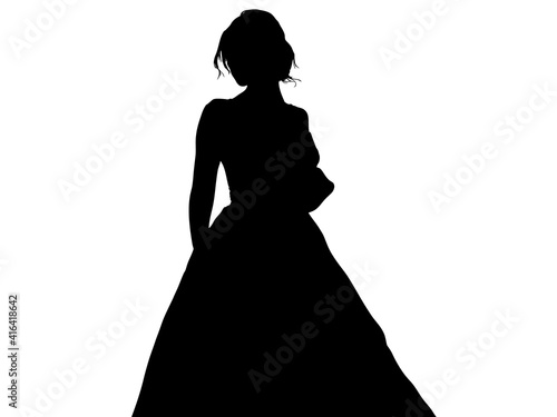 ウェディングドレス姿の女性シルエット_4