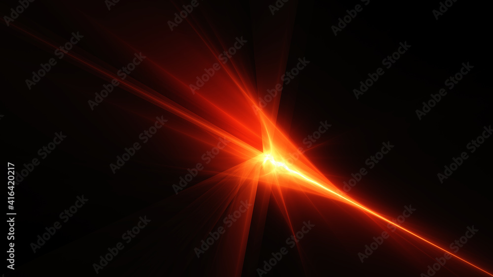 Abstract background, smooth red lines on a black background.