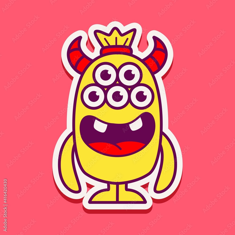 Obraz premium cute monster cartoon doodle design for coloring, backgrounds, stickers, logos, symbol, icons and more