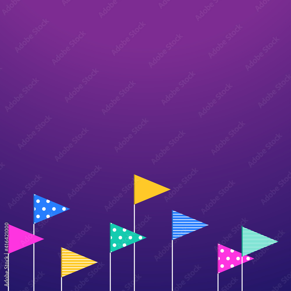 Decorative flags Vector illustration with copy space Many textured